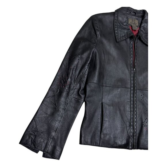 GENUINE LEATHER BT LIMITED Floral Vintage Designer Casual Jacket Womens Large - Picture 8 of 8